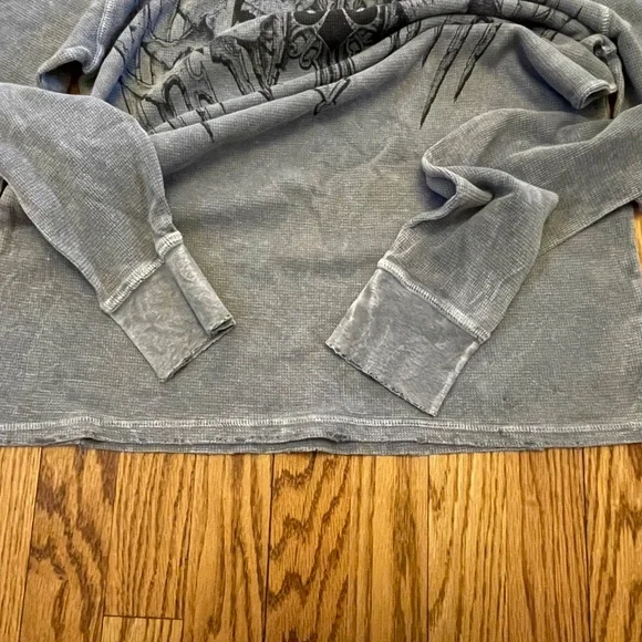 Mens Vintage Affliction Live Fast Valhalla Thermal Shirt, XL, Skulls EUC - Picture 5 of 6